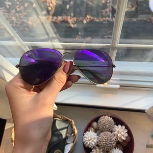Ray ban aviators (purple reflective with gold rim)